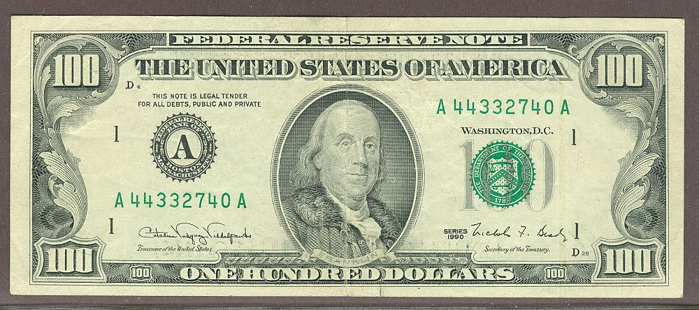 NEW - Security Strip Error, 1990 $100 Boston